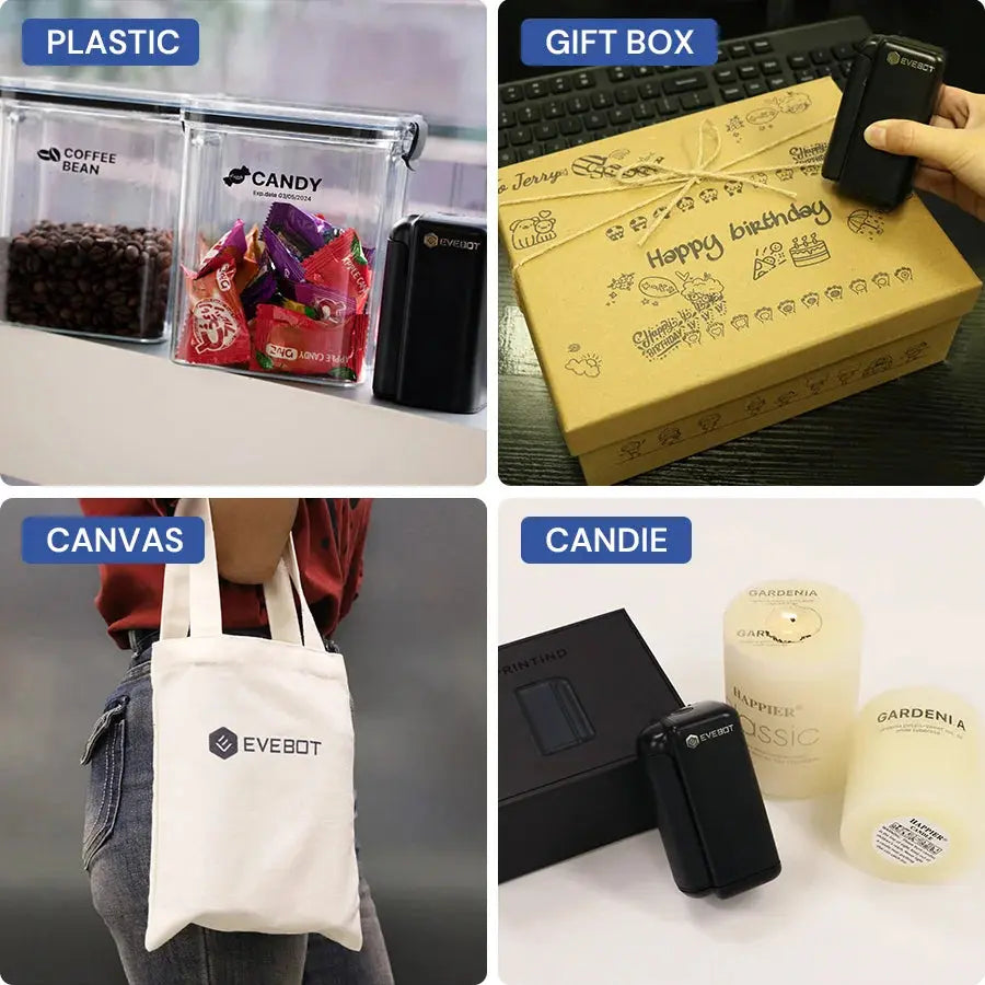 Evebot PrintInd — 可攜式手持式噴墨印表機噴碼機,搭配快乾墨水匣,適用於各種材質表面列印 Evebot