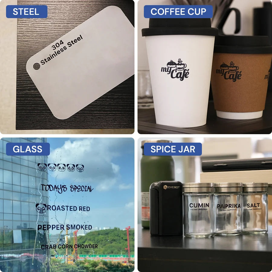 Evebot PrintInd - Portable Handheld Inkjet Printer Gun with Quick-Drying Ink Cartridge Print on Any Surface