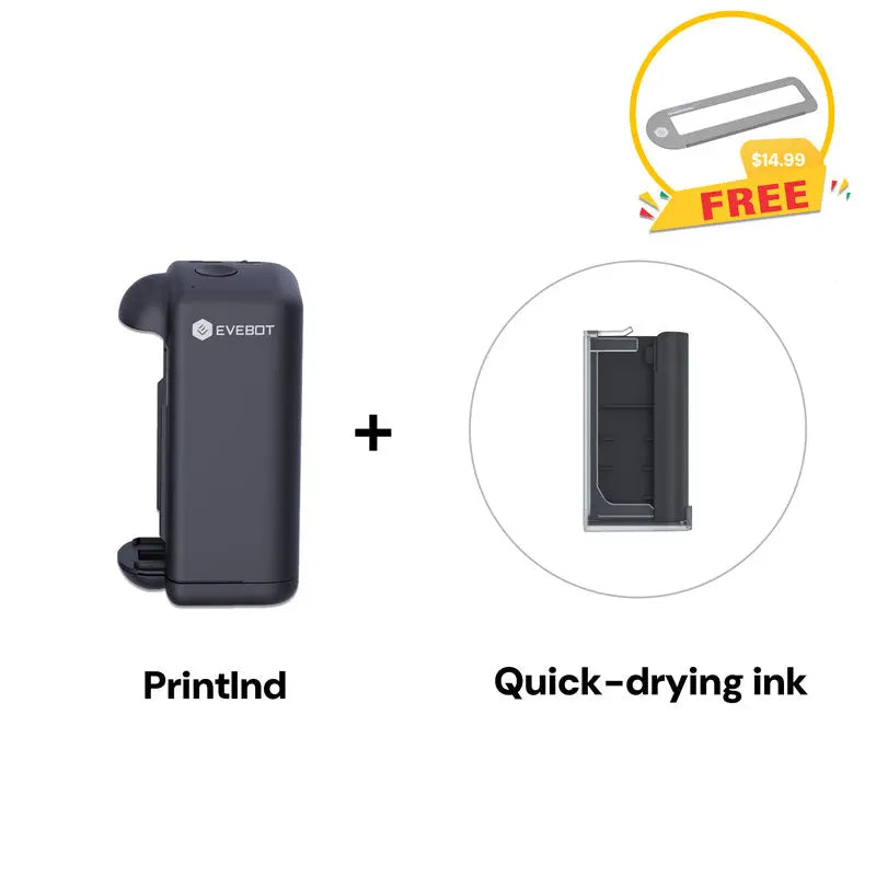 Evebot PrintInd — 可攜式手持式噴墨印表機噴碼機,搭配快乾墨水匣,適用於各種材質表面列印 Evebot