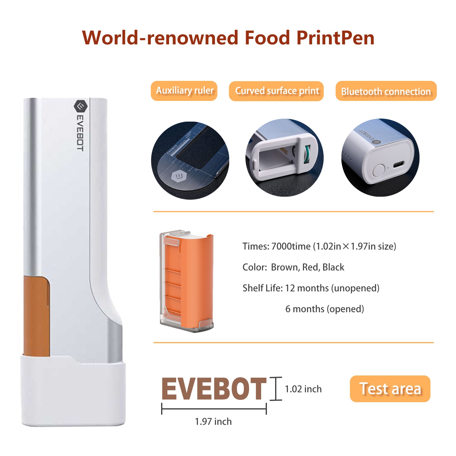EVEBOT PrintPods/printpenモバイルプリンタ食用インク1個 キッチンカー事業者も愛用、手軽にカフェアートが楽しめる！食べ