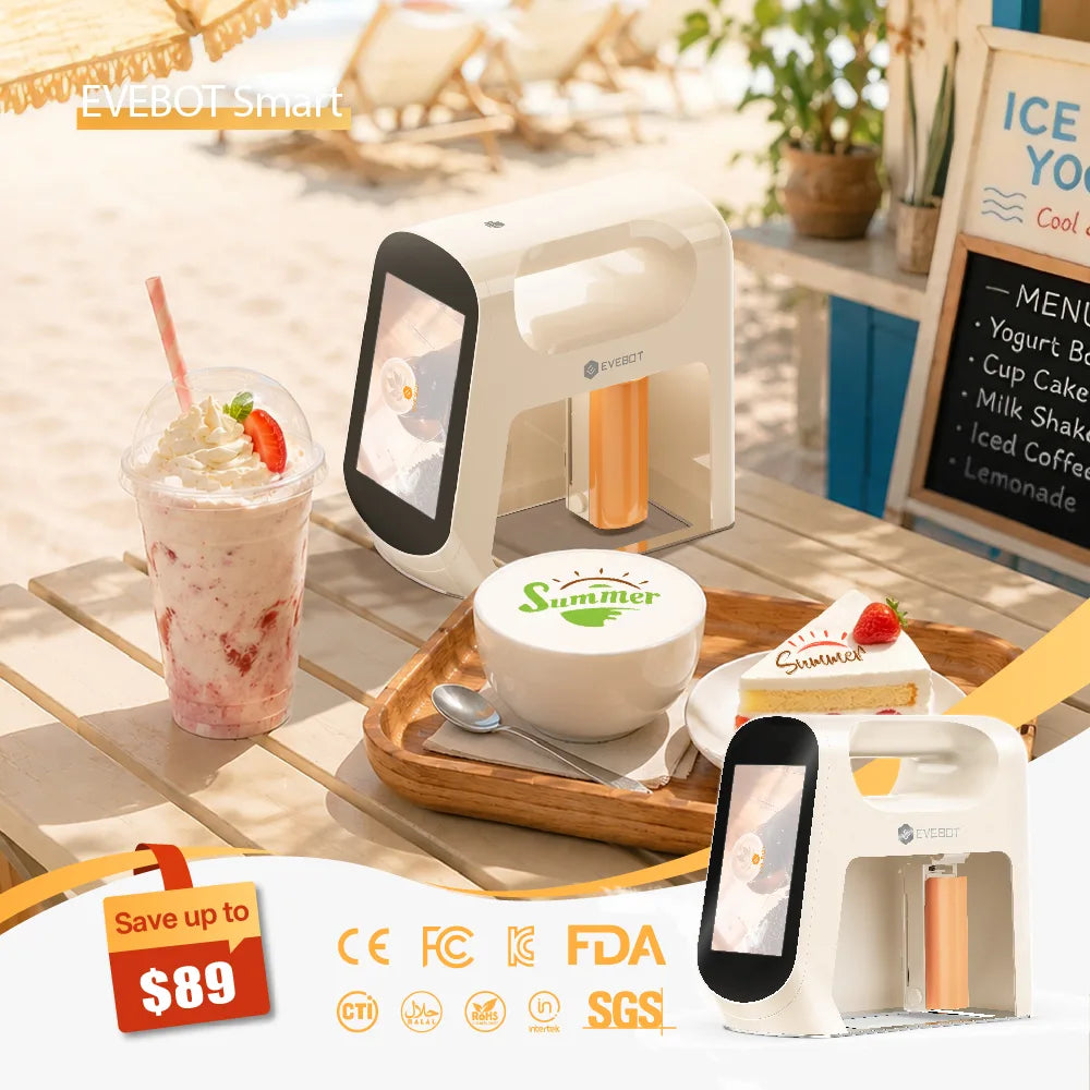 Evebot EB-FT4自動コーヒープリンターwifi付きアートドリンク用 Evebot Smart Handheld Food Printer - Pro Edible Image Printer